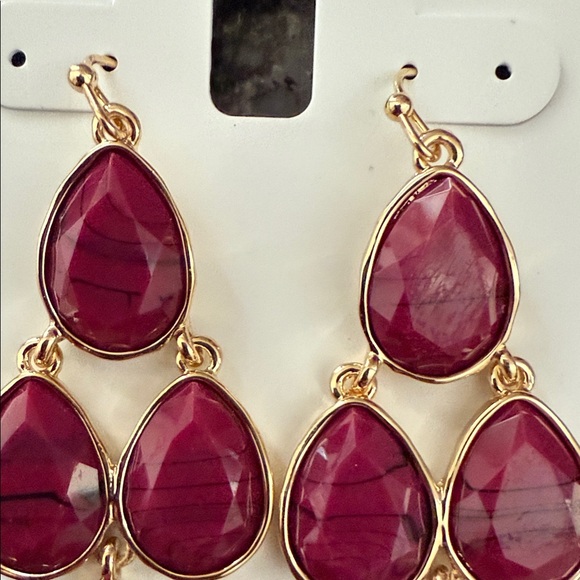 Style & Co. Gold and Red Teardrop Earrings - Picture 5 of 6